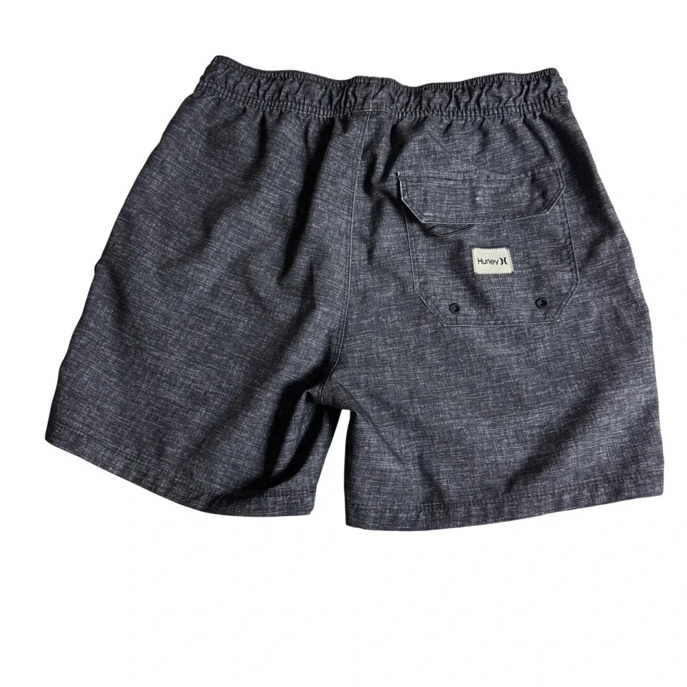 Mens Hurley Heather Blue Swim Trunks Shorts Drawstring‎ Elastic Waist Small